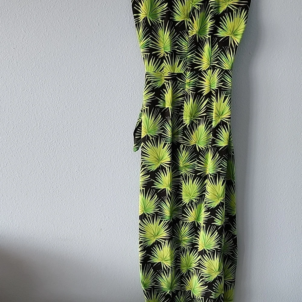 August Hale Vintage Silk Tropical Palm Print Maxi Dress Womens Sz 6 L53" - Picture 6 of 6